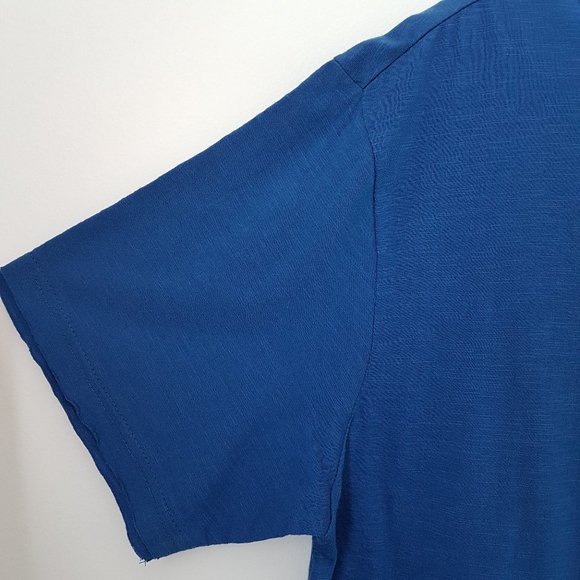 Massive Blue Henley Short Sleeve T-Shirt, L - NEW - Picture 2 of 6